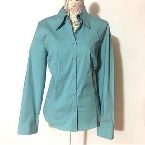 Ann Taylor LOFT light blue button down shirt